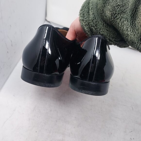 Christian Louboutin Black Lafitte Velvet Patent Striped Lace Up Shoe